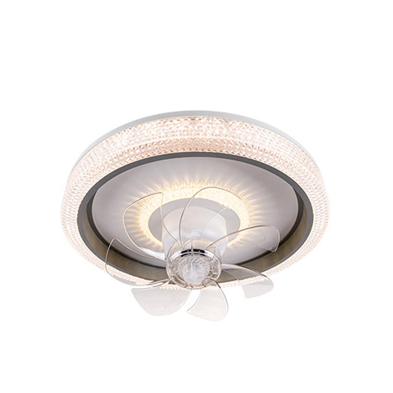 Round LED Ceiling Fan Light 1-Light Ceiling Mount Lamp with Acrylic Shade for Living Room