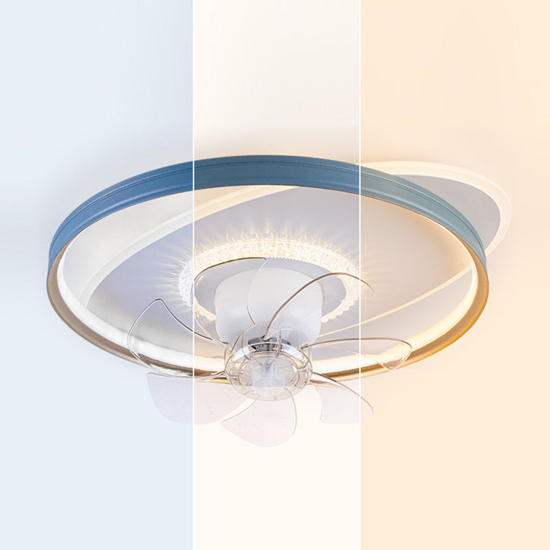 Round LED Ceiling Fan Light 1-Light Ceiling Mount Lamp with Acrylic Shade for Living Room