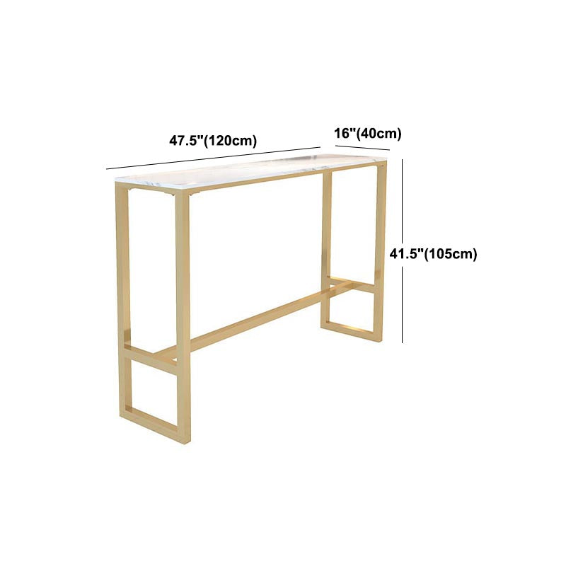 Marble Contemporary Cocktail Bar Table Footrest Rectangle Counter Table in White