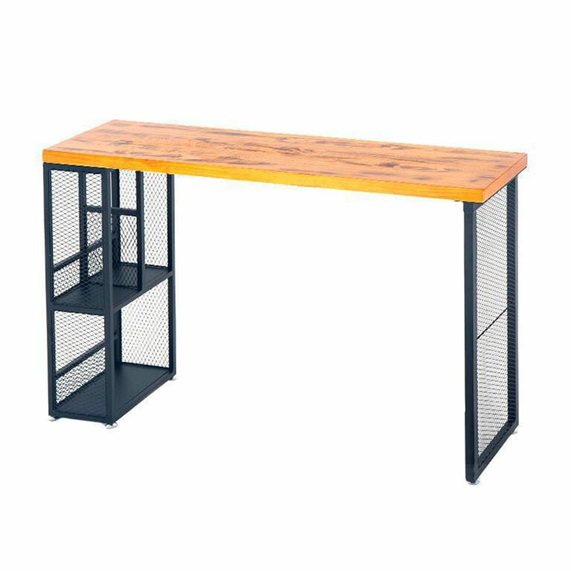 Industrial Wood Storage Bistro Accent Dining Table Double pedestal Indoor Patio Bar Table