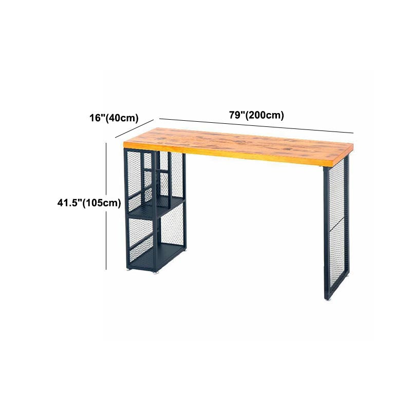 Industrial Wood Storage Bistro Accent Dining Table Double pedestal Indoor Patio Bar Table