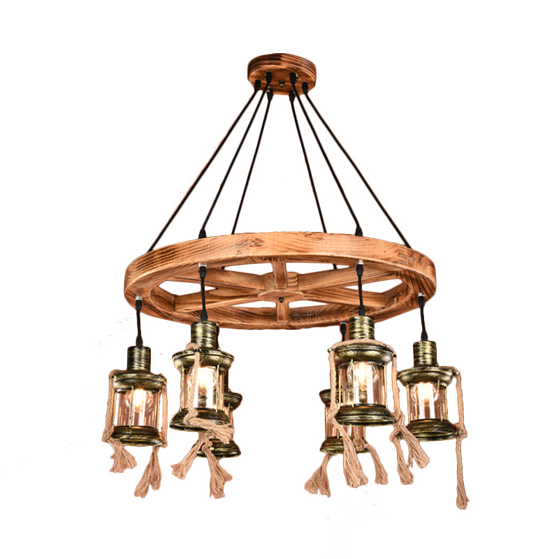 6-Light Metal Hanging Chandelier Coastal Bronze Kerosene Living Room Pendant Light Fixture