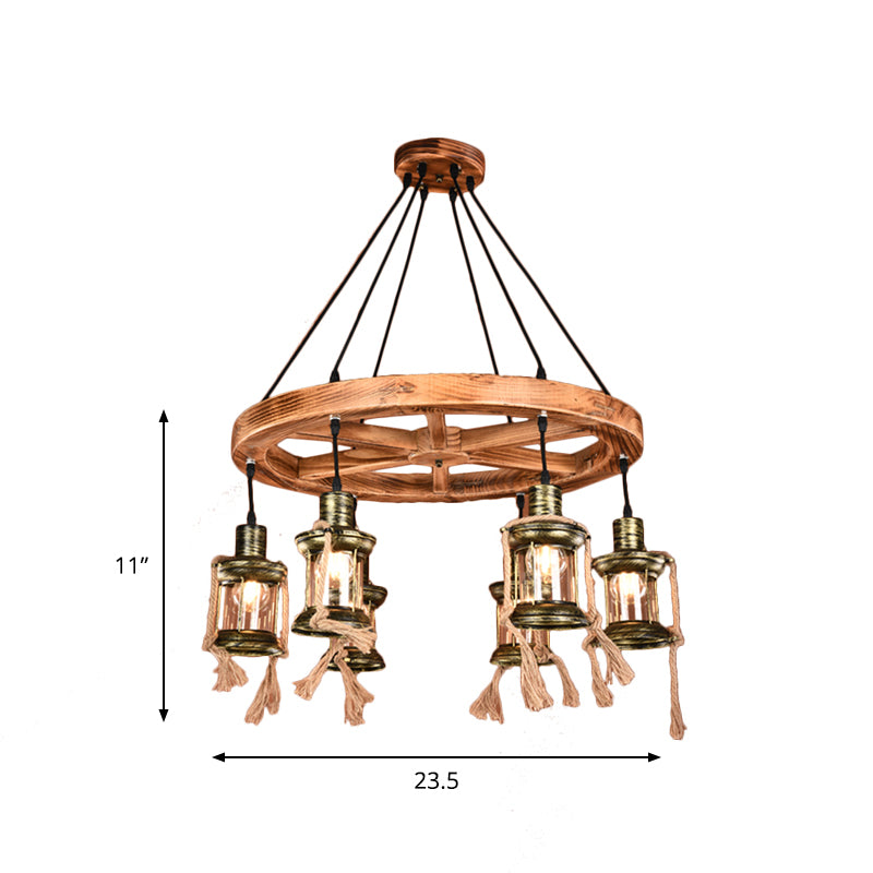 6-Light Metal Hanging Chandelier Coastal Bronze Kerosene Living Room Pendant Light Fixture