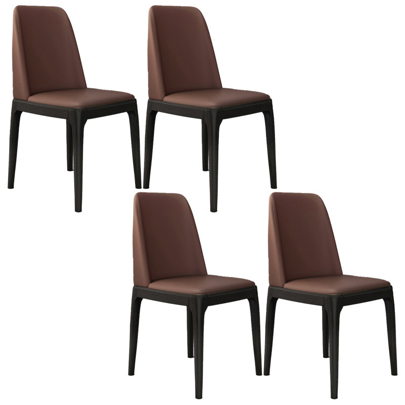 Faux Leather Industrial Chair with Solid Wood Legs Matte Finish Armless Dining Side Chair