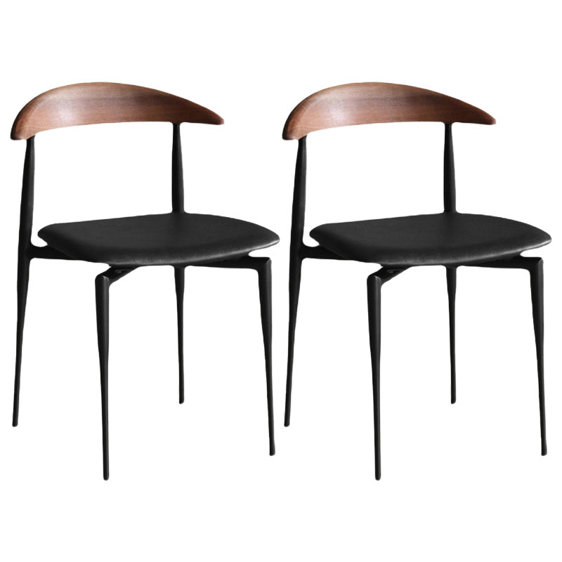 Armless Dining Chairs Industrial Faux Leather Side Chairs for Dining Room