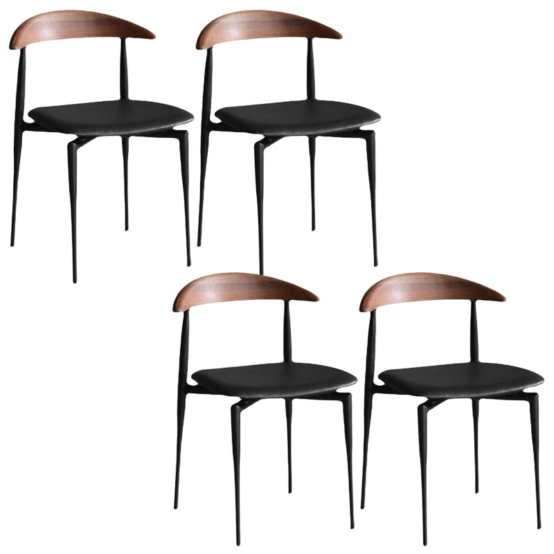 Armless Dining Chairs Industrial Faux Leather Side Chairs for Dining Room