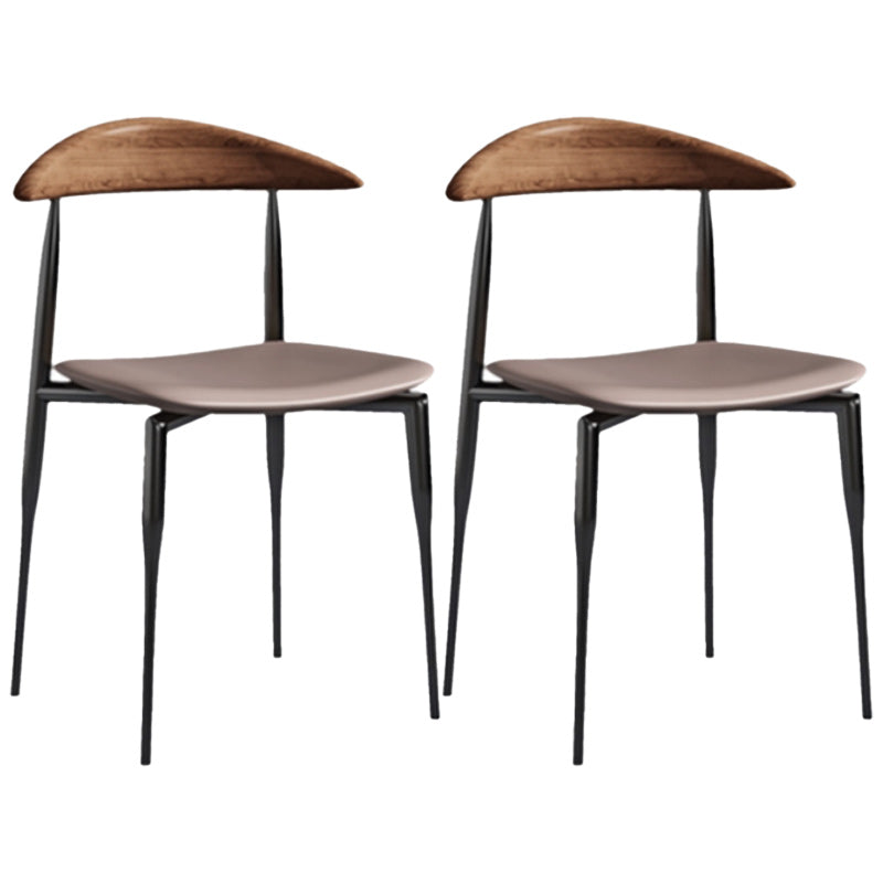 Armless Dining Chairs Industrial Faux Leather Side Chairs for Dining Room