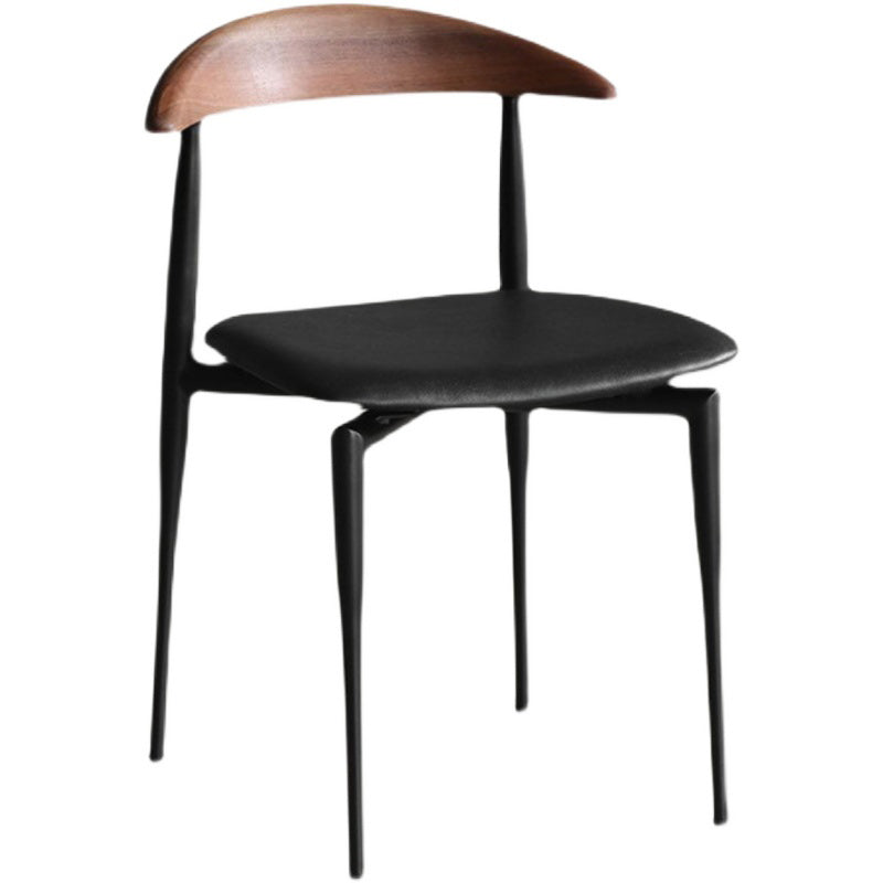 Armless Dining Chairs Industrial Faux Leather Side Chairs for Dining Room