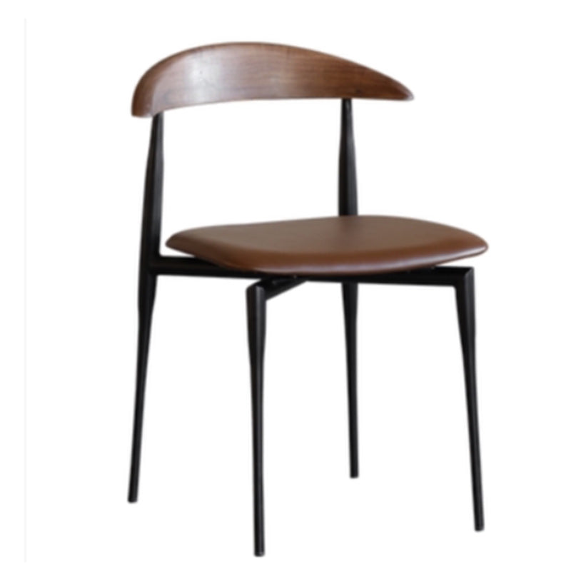 Armless Dining Chairs Industrial Faux Leather Side Chairs for Dining Room