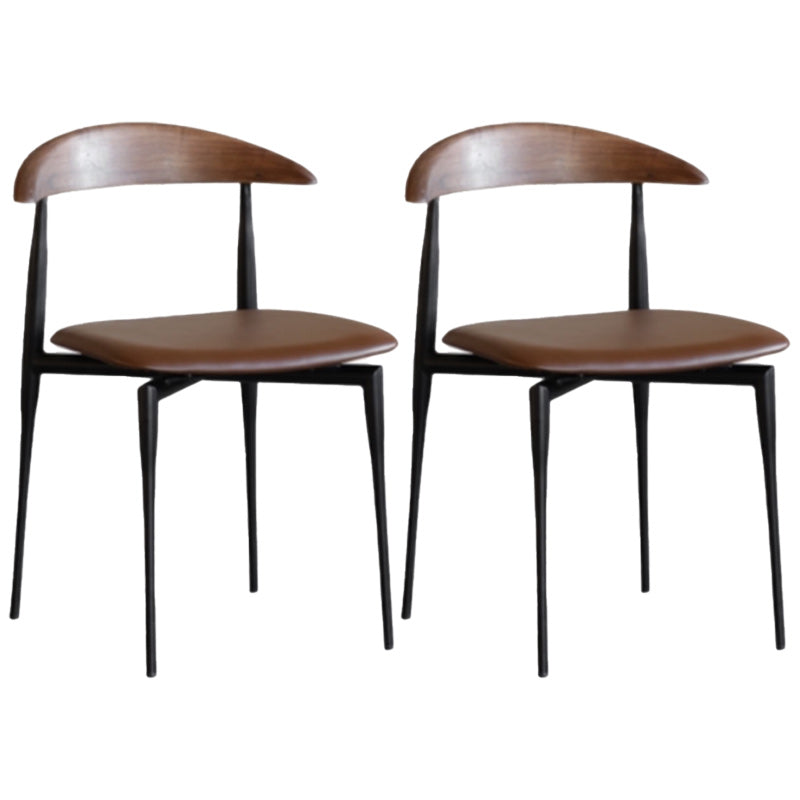 Armless Dining Chairs Industrial Faux Leather Side Chairs for Dining Room