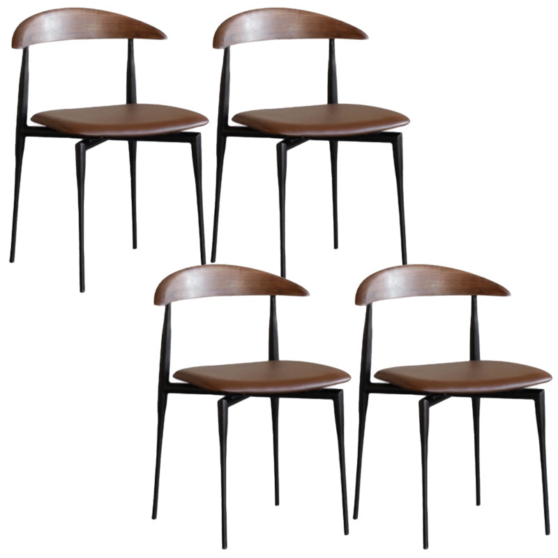 Armless Dining Chairs Industrial Faux Leather Side Chairs for Dining Room