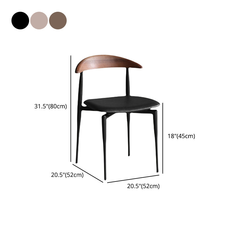 Armless Dining Chairs Industrial Faux Leather Side Chairs for Dining Room