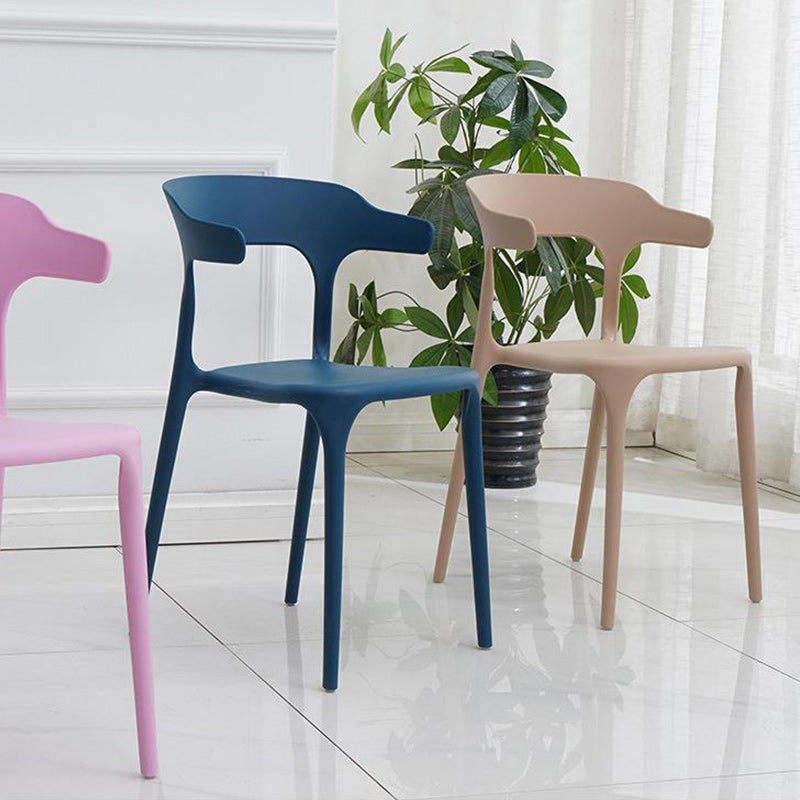 Contemporary Plastic Arm Chair Dining Kitchen Room Open Back Chair