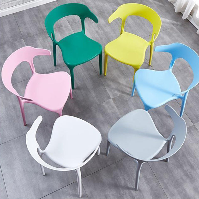 Contemporary Plastic Arm Chair Dining Kitchen Room Open Back Chair