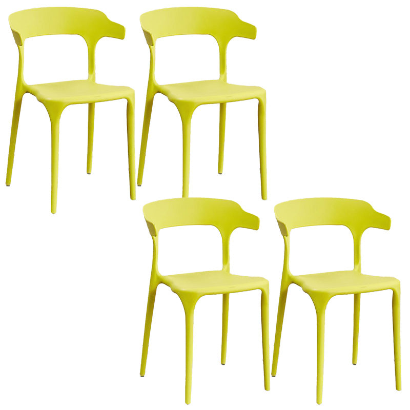 Contemporary Plastic Arm Chair Dining Kitchen Room Open Back Chair