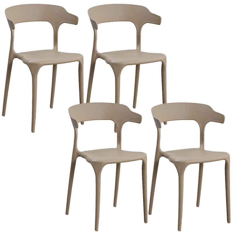 Contemporary Plastic Arm Chair Dining Kitchen Room Open Back Chair