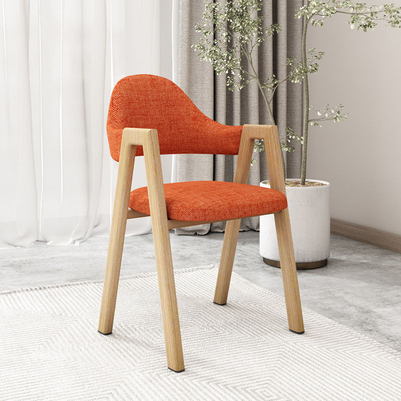 Modern Fabric Dining Chair with Arms Matte Finish Open Back Side Chair