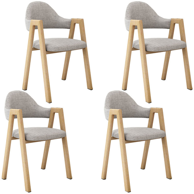 Modern Fabric Dining Chair with Arms Matte Finish Open Back Side Chair