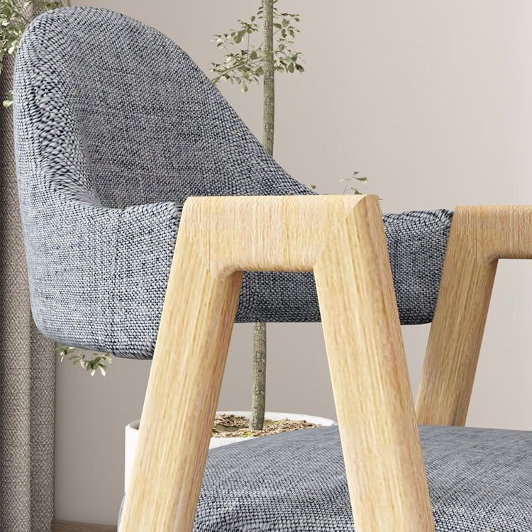 Modern Fabric Dining Chair with Arms Matte Finish Open Back Side Chair