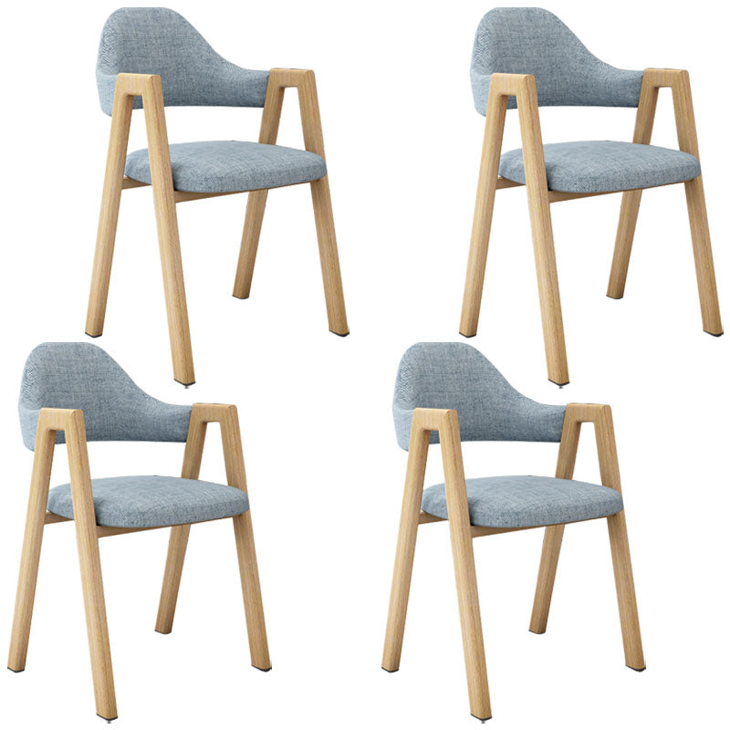 Modern Fabric Dining Chair with Arms Matte Finish Open Back Side Chair