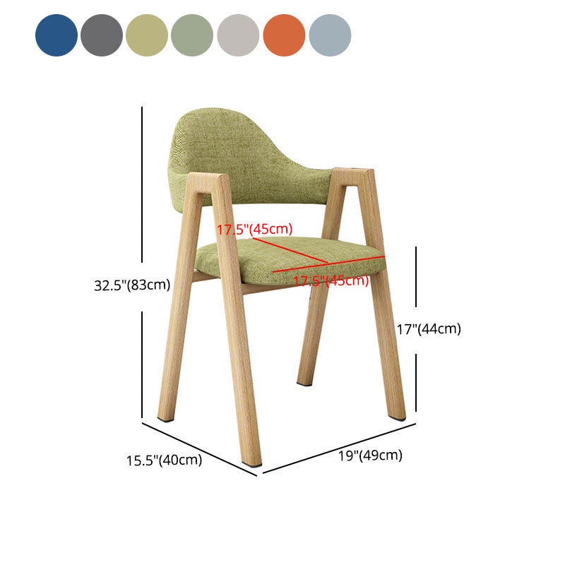 Modern Fabric Dining Chair with Arms Matte Finish Open Back Side Chair