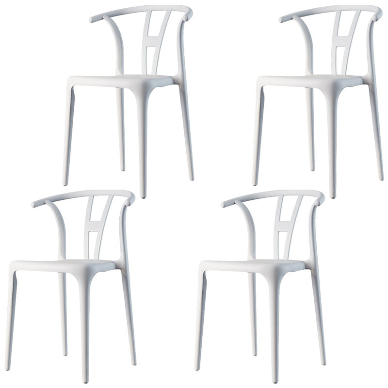 Contemporary Plastic Armless Chair Kitchen Dining Room Open Back Chair