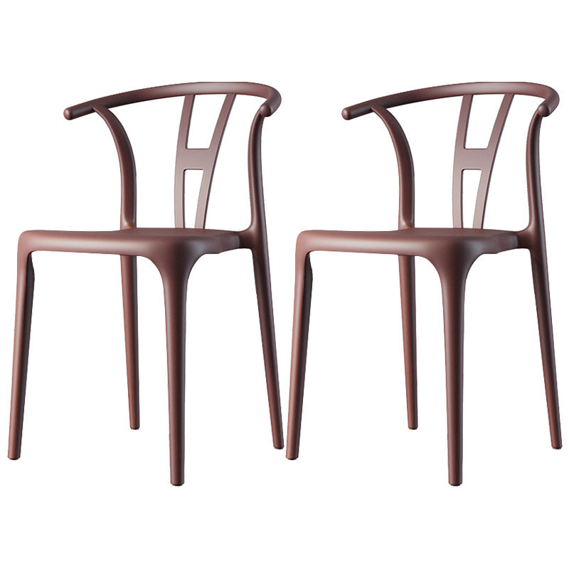 Contemporary Plastic Armless Chair Kitchen Dining Room Open Back Chair