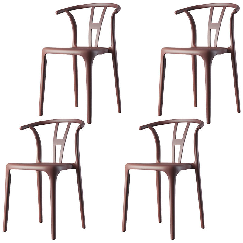 Contemporary Plastic Armless Chair Kitchen Dining Room Open Back Chair