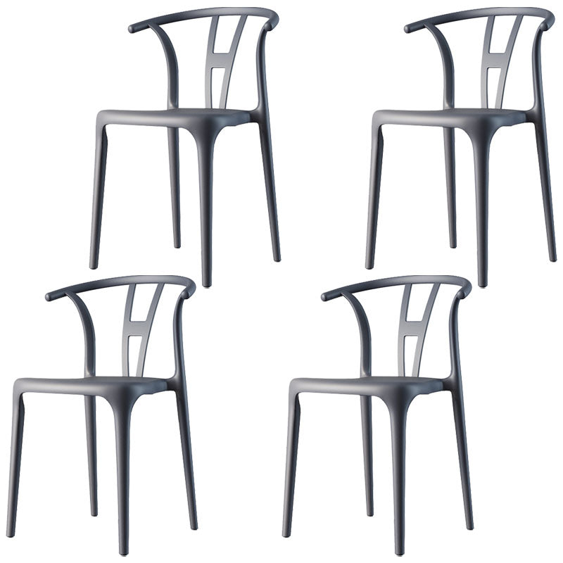 Contemporary Plastic Armless Chair Kitchen Dining Room Open Back Chair