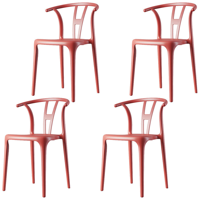 Contemporary Plastic Armless Chair Kitchen Dining Room Open Back Chair