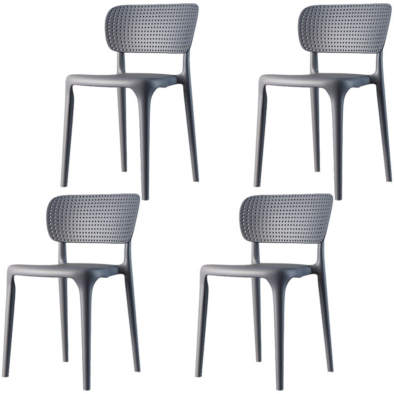 Contemporary Plastic Armless Chair Kitchen Dining Room Open Back Chair