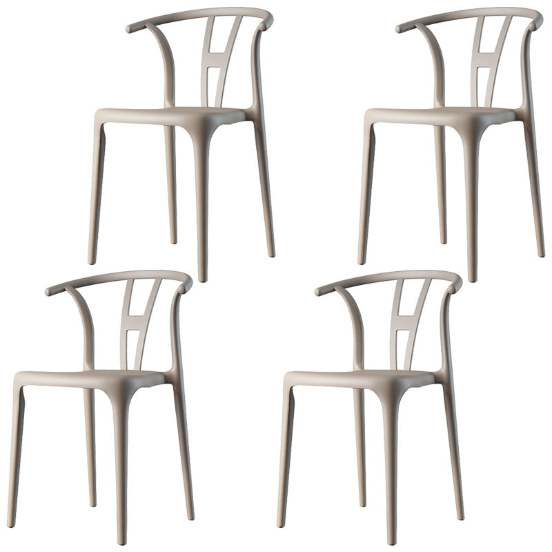 Contemporary Plastic Armless Chair Kitchen Dining Room Open Back Chair