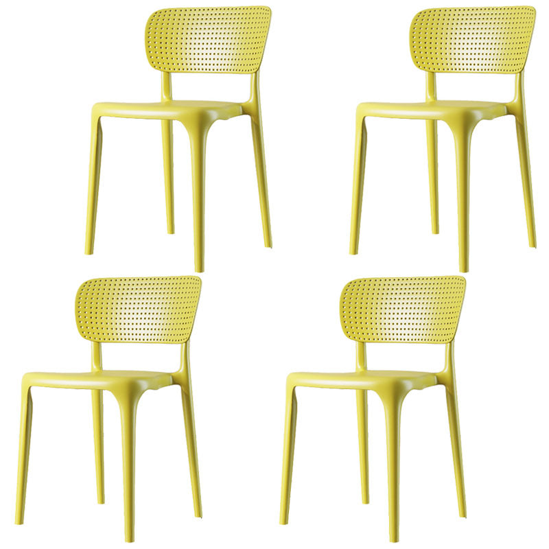 Contemporary Plastic Armless Chair Kitchen Dining Room Open Back Chair