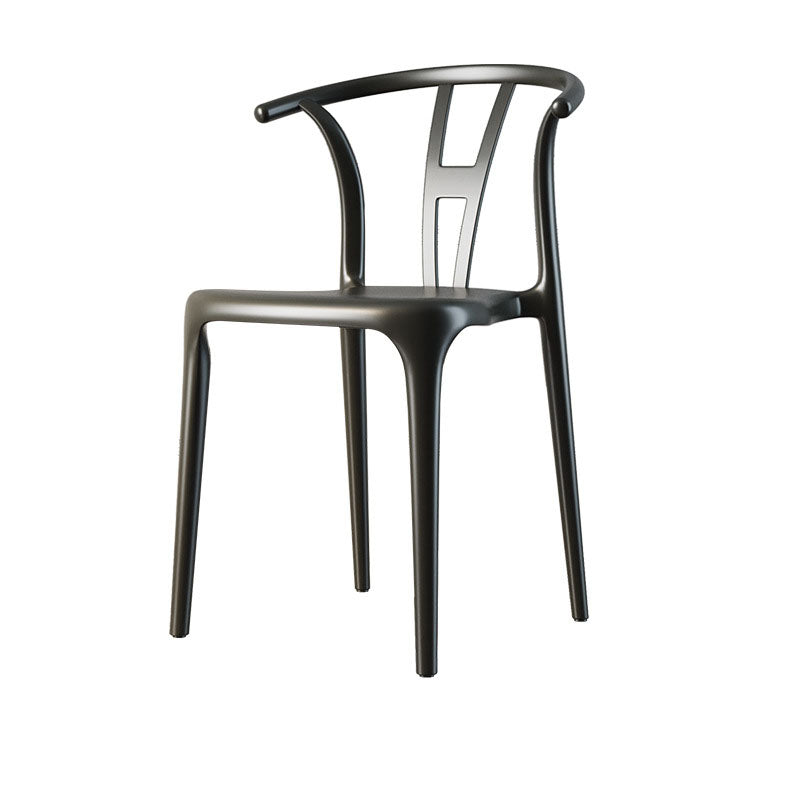 Contemporary Plastic Armless Chair Kitchen Dining Room Open Back Chair