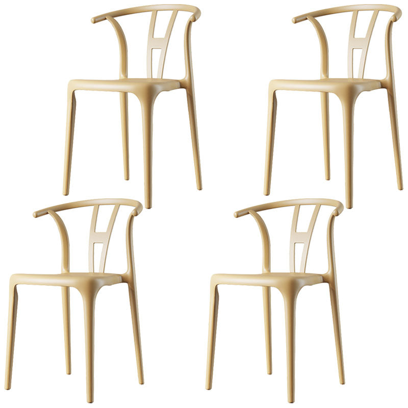 Contemporary Plastic Armless Chair Kitchen Dining Room Open Back Chair