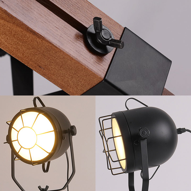 Dome Living Room Desk Light Fixture Industrial Metal 1 Light Black Table Lamp with Cage