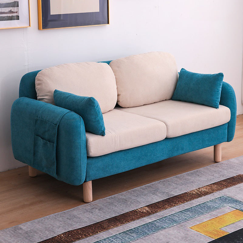 Contemporary Square Arm Sofa Linen Standard Sofa for Living Room, Apartment