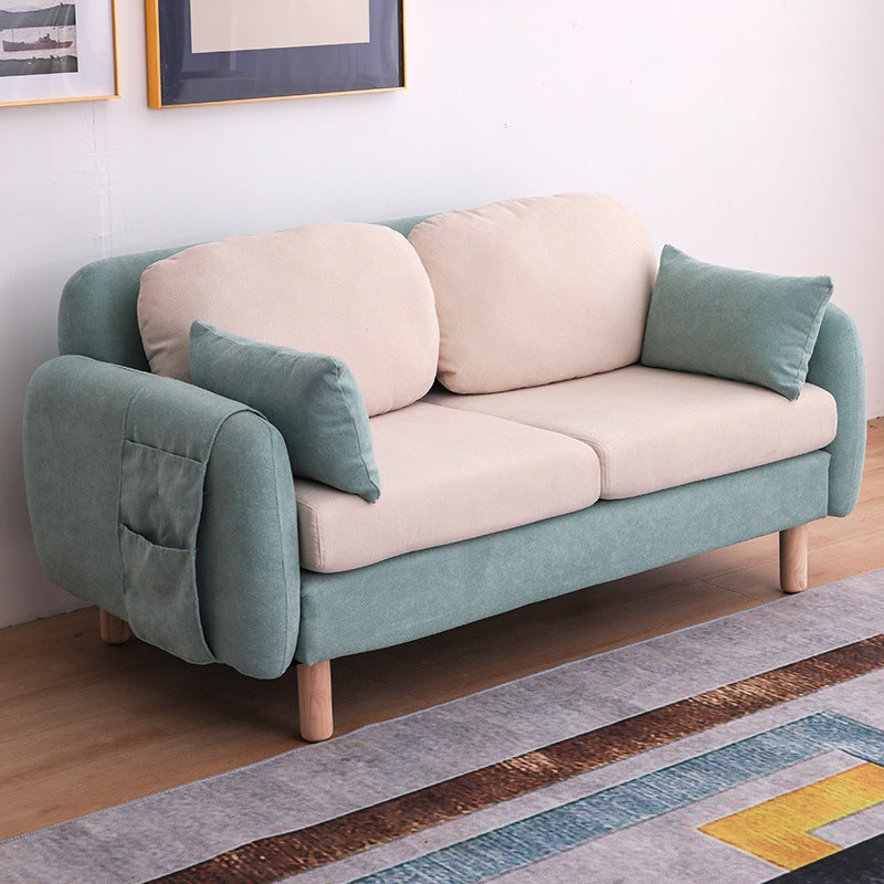 Contemporary Square Arm Sofa Linen Standard Sofa for Living Room, Apartment