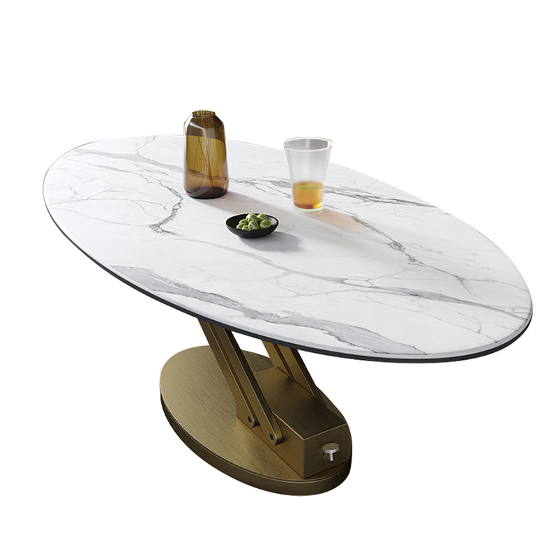 Round Slate Coffee Table with Lift Top Pedestal Base 1 Single Cocktail Table