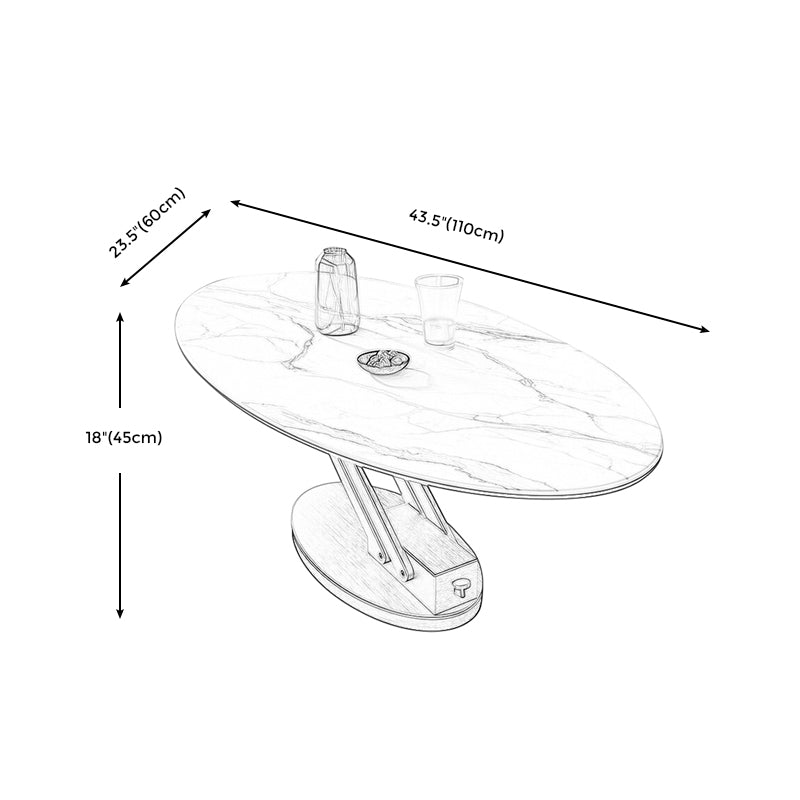 Round Slate Coffee Table with Lift Top Pedestal Base 1 Single Cocktail Table