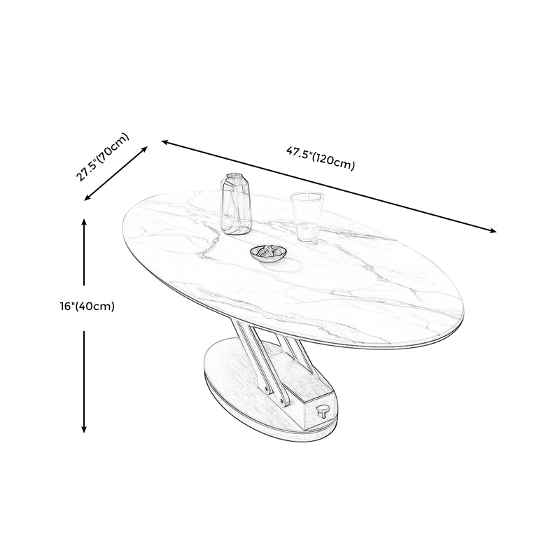 Round Slate Coffee Table with Lift Top Pedestal Base 1 Single Cocktail Table