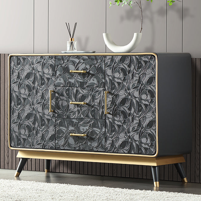 Glam Style Sideboard Wooden Dining Sideboard with Drawers and Storage