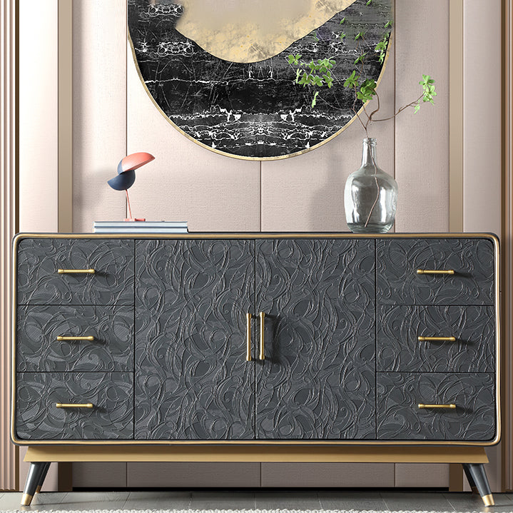 Glam Style Sideboard Wooden Dining Sideboard with Drawers and Storage