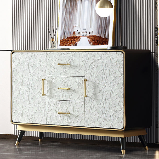 Glam Style Sideboard Wooden Dining Sideboard with Drawers and Storage