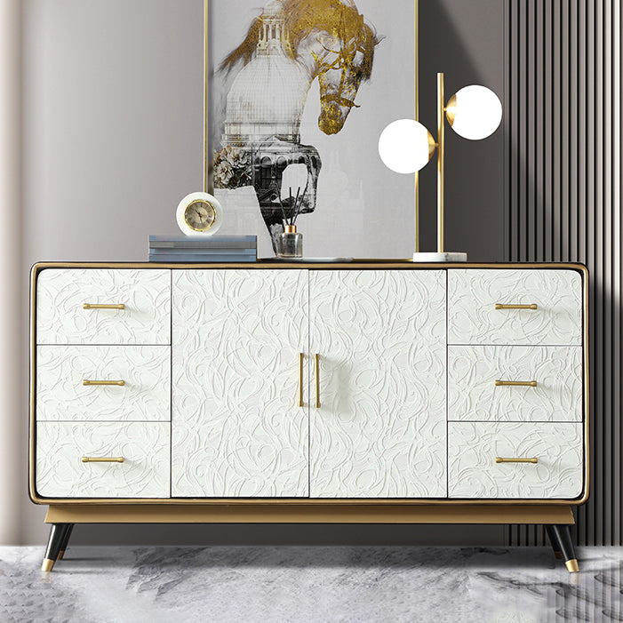 Glam Style Sideboard Wooden Dining Sideboard with Drawers and Storage