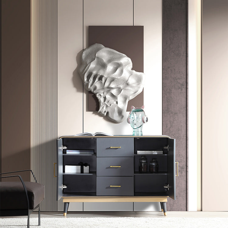 Glam Style Sideboard Wooden Dining Sideboard with Drawers and Storage