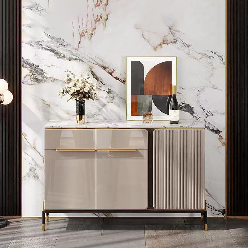 Contemporary Sideboard Dining Room Adjustable Shelves Stone Sideboard