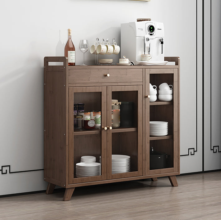 Modern Sideboard in Brown Color Wood Dining Sideboard with Doors for Living Room