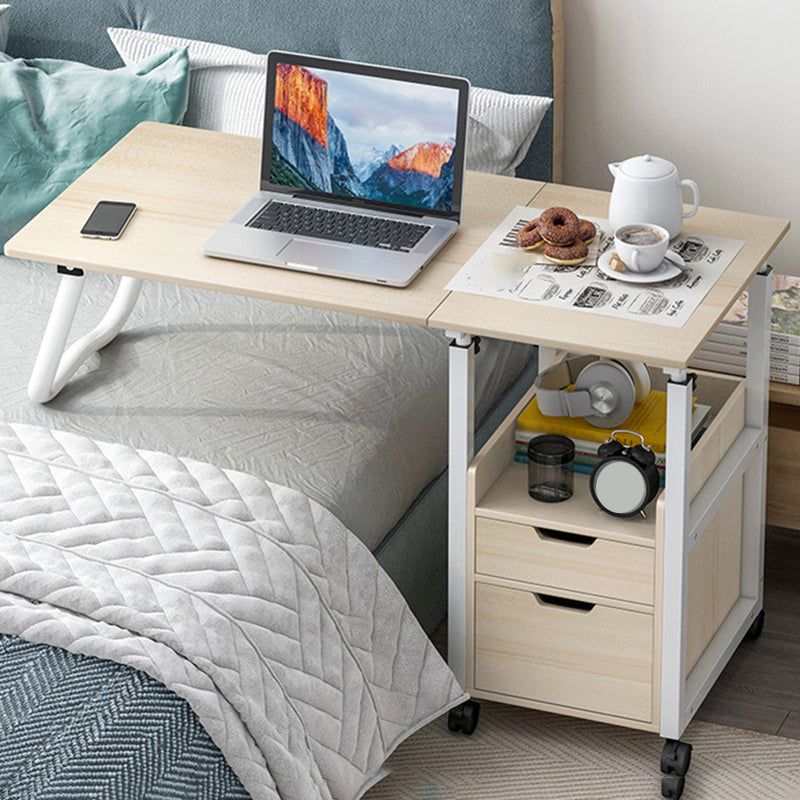 Modern Rectangular Writing Desk Wooden Adjustable Office Desk with Caster Wheels