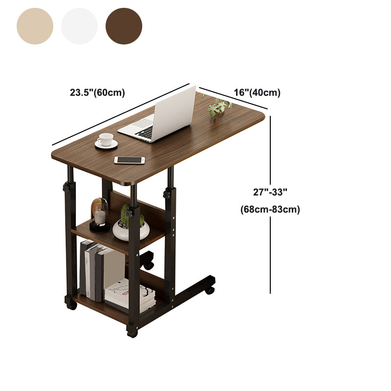 Modern Rectangular Writing Desk Wooden Adjustable Office Desk with Caster Wheels